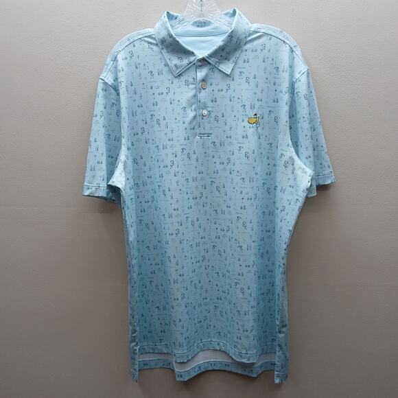 Masters Tech Men's Sports Patrons Icons Print Performance Golf Polo Blue Large - Picture 1 of 6